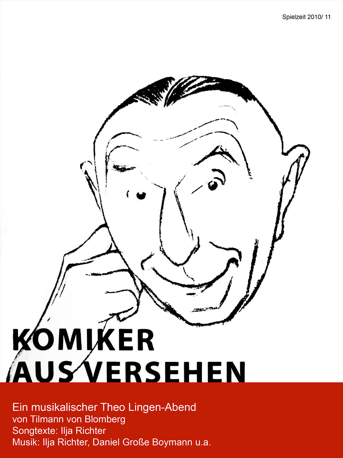 Plakat der musikalischen Theo Lingen-Abends "Komiker aus Versehen" von Tilmann von Blomberg